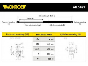 MONROE ML5497 dujinė spyruoklė, bagažinė
9253964