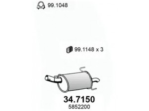 ASSO 34.7150 galinis duslintuvas 
 Išmetimo sistema -> Duslintuvas
5852200, 93365307