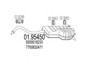 MTS 01.95450 galinis duslintuvas 
 Išmetimo sistema -> Duslintuvas
7700832471, 8200018233