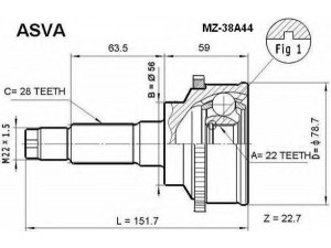 ASVA MZ-38A44 jungčių komplektas, kardaninis velenas 
 Ratų pavara -> Sujungimai/komplektas
F061-22-510, F061-22-510A, GD15-22-510