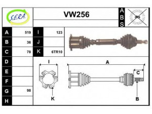 SERA VW256 kardaninis velenas 
 Ratų pavara -> Kardaninis velenas
1J0407271HD, 1J0407271HJ, 1J0407271HK