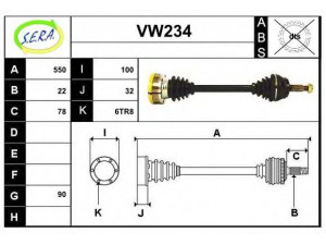 SERA VW234 kardaninis velenas 
 Ratų pavara -> Kardaninis velenas
357407271A, 357407271B, 357407271EX