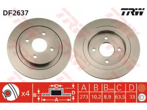 TRW DF2637 stabdžių diskas 
 Stabdžių sistema -> Diskinis stabdys -> Stabdžių diskas
1637534, 5022667, V86BX2A315AA