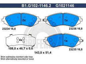 GALFER B1.G102-1146.2 stabdžių trinkelių rinkinys, diskinis stabdys 
 Techninės priežiūros dalys -> Papildomas remontas
96391891, 96405129, 96391891, 96405129