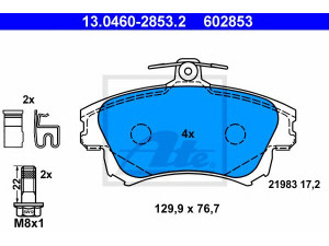 ATE 13.0460-2853.2 stabdžių trinkelių rinkinys, diskinis stabdys 
 Techninės priežiūros dalys -> Papildomas remontas
M850976, MR527656, MR955351, X3511010