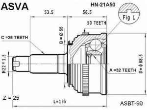 ASVA HN-21A50 jungčių komplektas, kardaninis velenas 
 Ratų pavara -> Sujungimai/komplektas
44011-SR3-J53, 44011-ST7-954, 44305-SF1-970