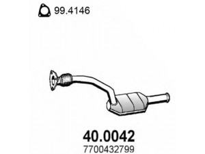 ASSO 40.0042 katalizatoriaus keitiklis 
 Išmetimo sistema -> Katalizatoriaus keitiklis
3600178, 7700422948, 7700432799