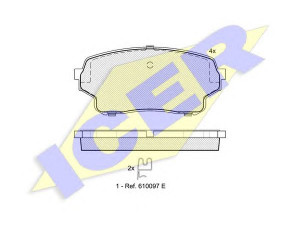 ICER 181715 stabdžių trinkelių rinkinys, diskinis stabdys 
 Techninės priežiūros dalys -> Papildomas remontas
55200-50J01, 55200-50J02