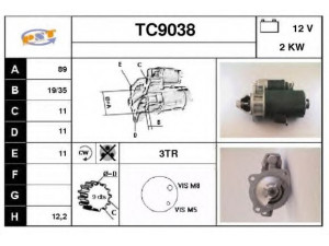 SNRA TC9038 starteris 
 Elektros įranga -> Starterio sistema -> Starteris
555896, 558096, 580214, 580215