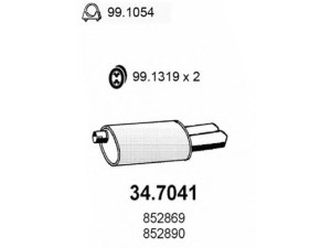 ASSO 34.7041 galinis duslintuvas 
 Išmetimo sistema -> Duslintuvas
852077, 852869, 852890, 90322827