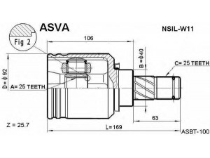 ASVA NSIL-W11 jungčių komplektas, kardaninis velenas 
 Ratų pavara -> Sujungimai/komplektas
39711-0E505