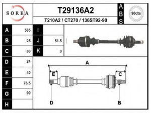 EAI T29136A2 kardaninis velenas