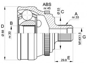 OPEN PARTS CVJ5304.10 jungčių komplektas, kardaninis velenas 
 Ratų pavara -> Sujungimai/komplektas
893498099P, 893498099PX, 8A0407305G