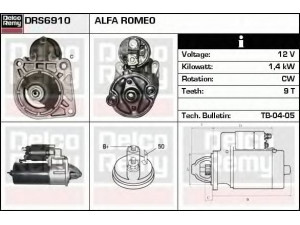 DELCO REMY DRS6910 starteris 
 Elektros įranga -> Starterio sistema -> Starteris
60585343, 60875811