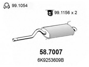ASSO 58.7007 galinis duslintuvas 
 Išmetimo sistema -> Duslintuvas
6K9253609B, 6K9253609C, 6K9253609G