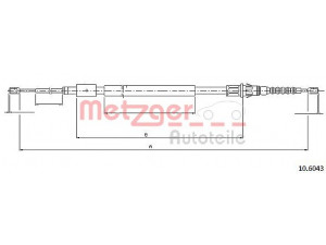 METZGER 10.6043 trosas, stovėjimo stabdys 
 Stabdžių sistema -> Valdymo svirtys/trosai
4745.T3, 9636664680
