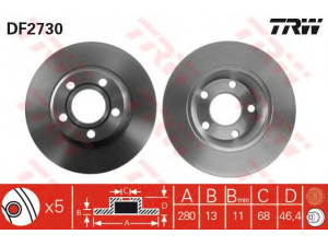 TRW DF2730 stabdžių diskas 
 Dviratė transporto priemonės -> Stabdžių sistema -> Stabdžių diskai / priedai
8D0615301A, 8D0615301AROH, 8DO615301A