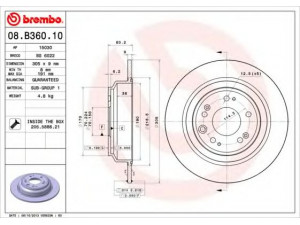 BREMBO 08.B360.10 stabdžių diskas 
 Stabdžių sistema -> Diskinis stabdys -> Stabdžių diskas
42510TL0G50, 42510TL0G51