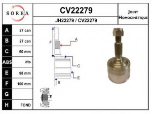 EAI CV22279K jungčių komplektas, kardaninis velenas 
 Ratų pavara -> Sujungimai/komplektas