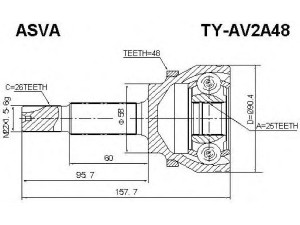ASVA TY-AV2A48 jungčių komplektas, kardaninis velenas 
 Ratų pavara -> Sujungimai/komplektas
43460-09P50, 43470-09N90
