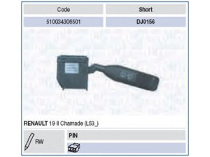 MAGNETI MARELLI 510034306501 vairo kolonėlės jungiklis 
 Vidaus įranga -> Rankinės/kojinės svirties sistema
7700826606