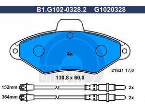 GALFER B1.G102-0328.2 stabdžių trinkelių rinkinys, diskinis stabdys 
 Techninės priežiūros dalys -> Papildomas remontas
4251 56, 4252 91, 95 667 786