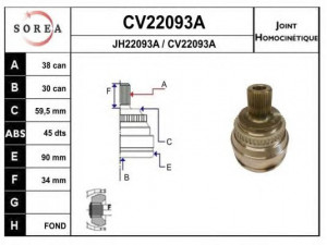 EAI CV22093AK jungčių komplektas, kardaninis velenas 
 Ratų pavara -> Sujungimai/komplektas