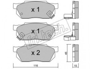 fri.tech. 256.1 stabdžių trinkelių rinkinys, diskinis stabdys 
 Techninės priežiūros dalys -> Papildomas remontas
45022-SH3-526, 45022-SH3-N30, 45022-SR3-910