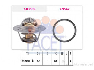 FACET 7.8355 termostatas, aušinimo skystis 
 Aušinimo sistema -> Termostatas/tarpiklis -> Thermostat
90048-33041-000