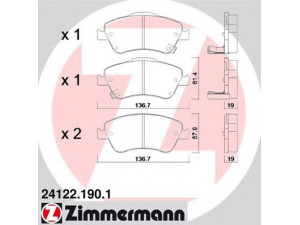 ZIMMERMANN 24122.190.1 stabdžių trinkelių rinkinys, diskinis stabdys 
 Techninės priežiūros dalys -> Papildomas remontas
04465-02160, 04465-02170, 04465-02200