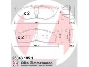 ZIMMERMANN 23043.185.1 stabdžių trinkelių rinkinys, diskinis stabdys 
 Techninės priežiūros dalys -> Papildomas remontas
05018595AA, 101889S, 4762682, 4773264