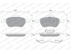 WEEN 151-1337 stabdžių trinkelių rinkinys, diskinis stabdys 
 Techninės priežiūros dalys -> Papildomas remontas
410607613R, 410607716R, 7701206599