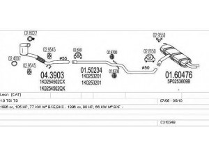 MTS C310349010748 išmetimo sistema 
 Išmetimo sistema -> Išmetimo sistema, visa