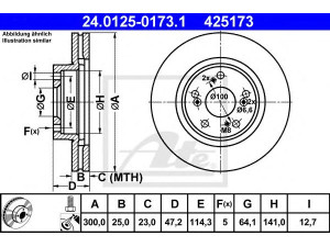 ATE 24.0125-0173.1 stabdžių diskas 
 Stabdžių sistema -> Diskinis stabdys -> Stabdžių diskas
45251-S6M-A10