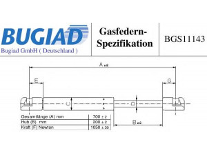 BUGIAD BGS11143 dujinė spyruoklė, bagažinė 
 Priedai -> Bagažinė/pakrovimo skyrius
1401103980, 1498071080, 8731.P5