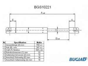 BUGIAD BGS10221 dujinė spyruoklė, bagažinė 
 Priedai -> Bagažinė/pakrovimo skyrius
904509C004, 904509C005, 904519C004