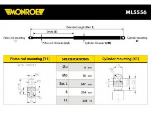 MONROE ML5556 dujinė spyruoklė, gaubtas 
 Kėbulas -> Dujinės spyruoklės
9270240