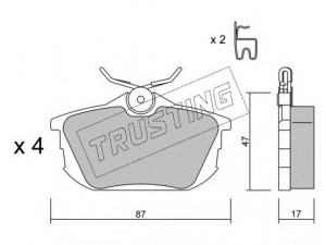 TRUSTING 356.0 stabdžių trinkelių rinkinys, diskinis stabdys 
 Techninės priežiūros dalys -> Papildomas remontas
M850978, MN125772, MR913846, X3516005
