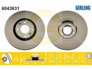 GIRLING 6043631 stabdžių diskas 
 Stabdžių sistema -> Diskinis stabdys -> Stabdžių diskas
1606308280, 4246C0, 424933, 424985