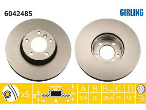 GIRLING 6042485 stabdžių diskas 
 Stabdžių sistema -> Diskinis stabdys -> Stabdžių diskas
34110392525, 34111165859, 34116767059