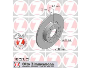 ZIMMERMANN 110.2213.20 stabdžių diskas 
 Dviratė transporto priemonės -> Stabdžių sistema -> Stabdžių diskai / priedai
468 43 610, 517 60 273, 517 67 377