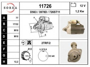 EAI 11726 starteris 
 Elektros įranga -> Starterio sistema -> Starteris
M4T14673, M4T14771, M4T14872, MD021666