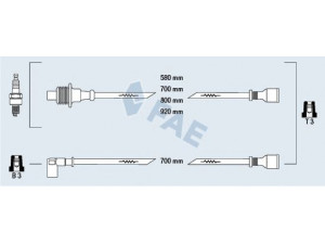 FAE 83380 uždegimo laido komplektas 
 Kibirkšties / kaitinamasis uždegimas -> Uždegimo laidai/jungtys
95.659.596, 97.534.955, 5967.C3