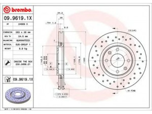 BREMBO 09.9619.1X stabdžių diskas 
 Dviratė transporto priemonės -> Stabdžių sistema -> Stabdžių diskai / priedai
4246W2, 424918, 424984, 4249J6