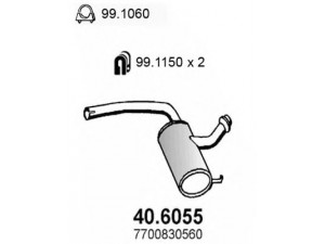 ASSO 40.6055 vidurinis duslintuvas 
 Išmetimo sistema -> Duslintuvas
7700423681, 7700830560