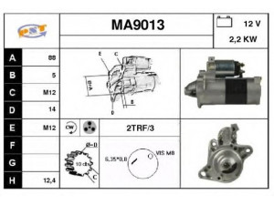 SNRA MA9013 starteris 
 Elektros įranga -> Starterio sistema -> Starteris
RF1H18400, M2T87471