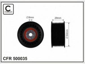CAFFARO 500035 kreipiantysis skriemulys, V formos rumbuotas diržas 
 Diržinė pavara -> V formos rumbuotas diržas/komplektas -> Laisvasis/kreipiamasis skriemulys
1202000470