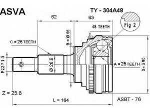ASVA TY-304A48 jungčių komplektas, kardaninis velenas 
 Ratų pavara -> Sujungimai/komplektas
43410-48040, 43420-48050, 43410-48010