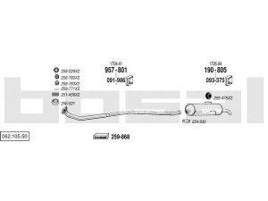 BOSAL 062.105.50 išmetimo sistema 
 Išmetimo sistema -> Išmetimo sistema, visa