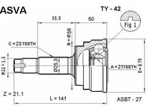 ASVA TY-42 jungčių komplektas, kardaninis velenas 
 Ratų pavara -> Sujungimai/komplektas
43470-59055, 43410-52010, 43410-52120